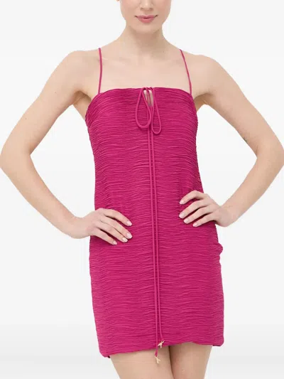 Patrizia Pepe Zip Ruched Mini Dress In Pink