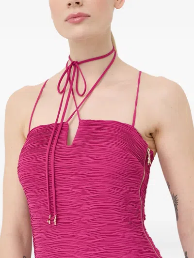 Patrizia Pepe Zip Ruched Mini Dress In Pink