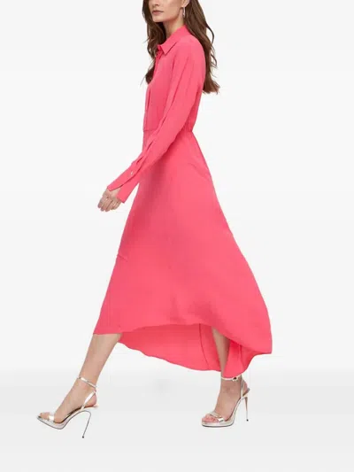 Patrizia Pepe Button Asymmetric Maxi Dress In Pink