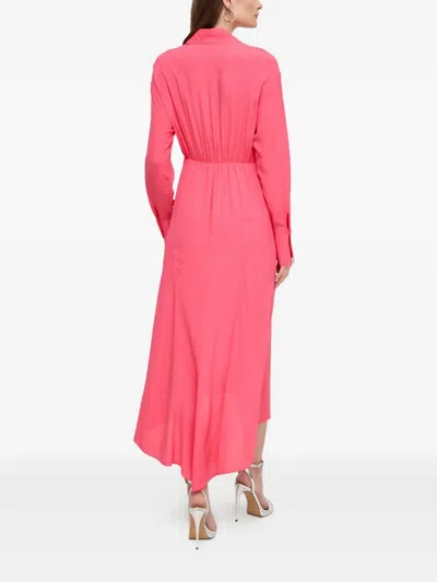 Patrizia Pepe Button Asymmetric Maxi Dress In Pink