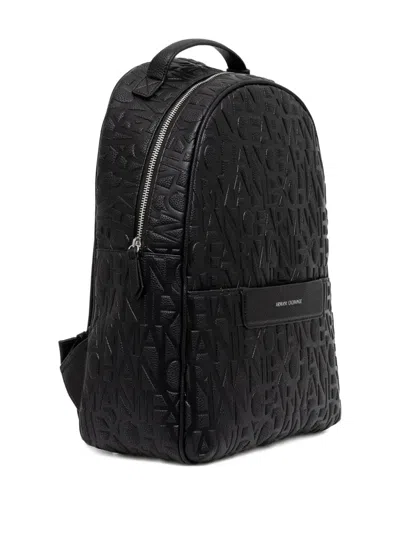 Armani Exchange Embossed-logo Backpack In Black