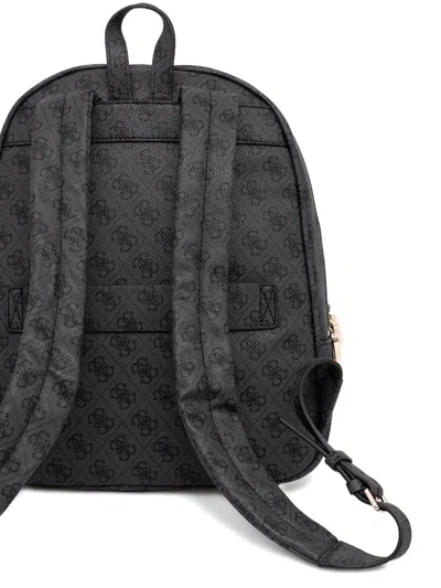 Guess Usa Monogram-pattern Zip-pocket Backpack In Black