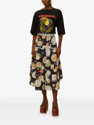 Farm Rio Black Tropical Organic Cotton T-shirt In Black