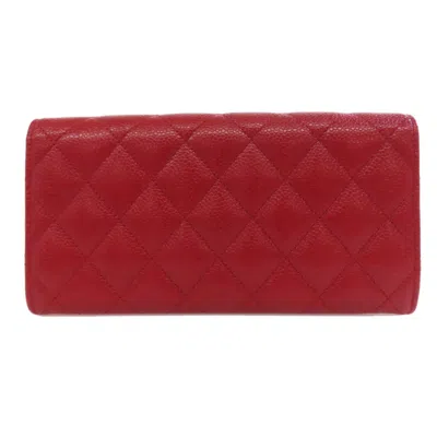 Pre-owned Chanel Matelasse Red Color Leather Long Wallet (bi-fold) ()