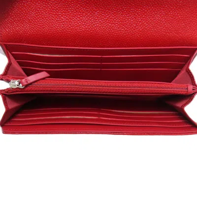 Pre-owned Chanel Matelasse Red Color Leather Long Wallet (bi-fold) ()