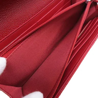 Pre-owned Chanel Matelasse Red Color Leather Long Wallet (bi-fold) ()