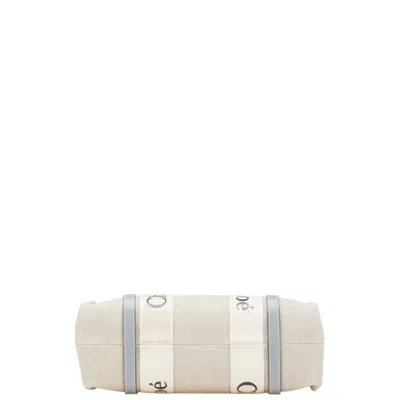 Pre-owned Chloé Beige Blue Canvas Leather Shoulder Bag Tote Bag ()