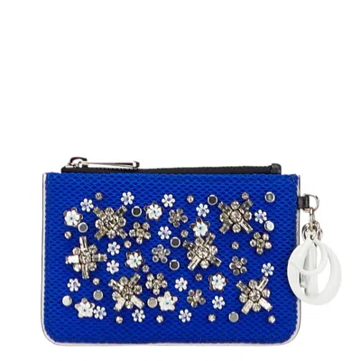 Pre-owned Dior Christian  Black Blue Leather Coin Purse/coin Case () In Multi