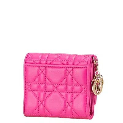 Pre-owned Dior Christian  Lady  Pink Leather Wallet (tri-fold) ()