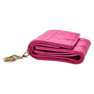 Pre-owned Dior Christian  Lady  Pink Leather Wallet (tri-fold) ()