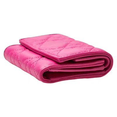 Pre-owned Dior Christian  Lady  Pink Leather Wallet (tri-fold) ()