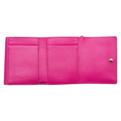 Pre-owned Dior Christian  Lady  Pink Leather Wallet (tri-fold) ()