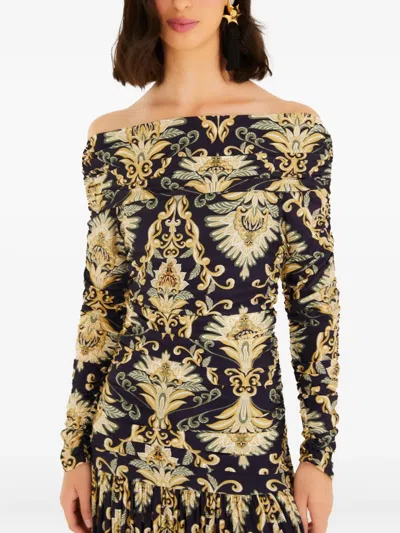 Farm Rio Wonderful Arabesque Off-the-shoulder Printed Stretch-jersey Maxi Dress In Multi