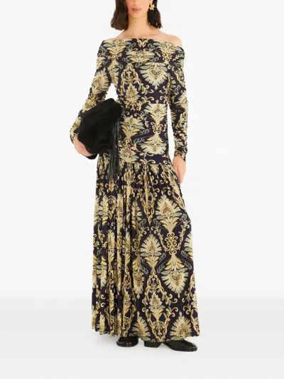 Farm Rio Wonderful Arabesque Off-the-shoulder Printed Stretch-jersey Maxi Dress In Multi