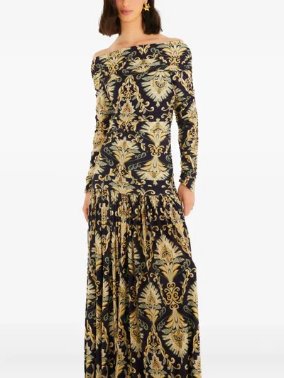 Farm Rio Wonderful Arabesque Off-the-shoulder Printed Stretch-jersey Maxi Dress In Multi