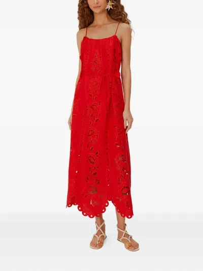 Farm Rio Red Flowers Richelieu Lenzing Ecovero Euroflax Maxi Dress