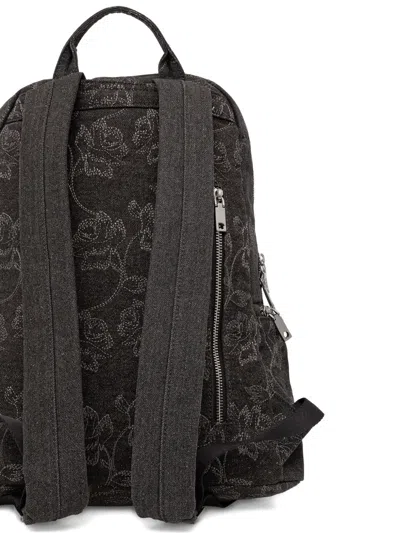 Desigual Floral-pattern Zip-pocket Backpack In Black
