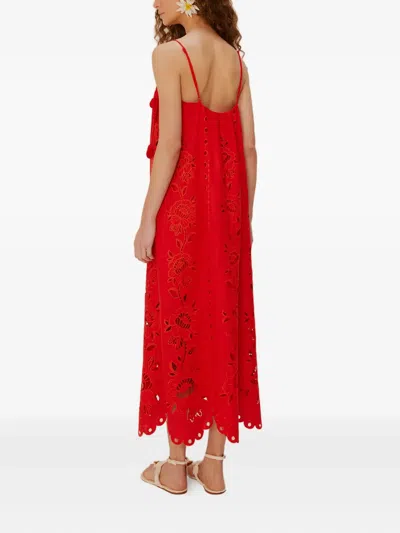 Farm Rio Red Flowers Richelieu Lenzing Ecovero Euroflax Maxi Dress
