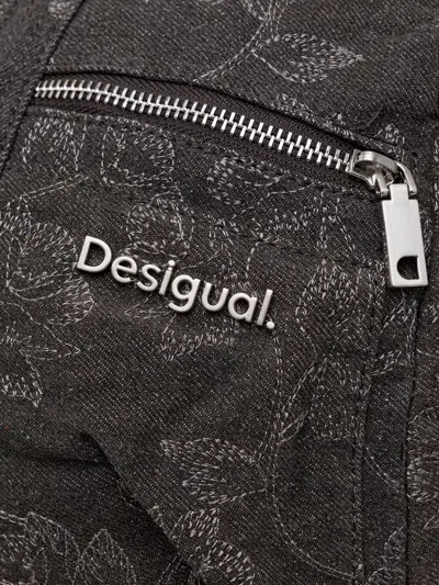 Desigual Floral-pattern Zip-pocket Backpack In Black
