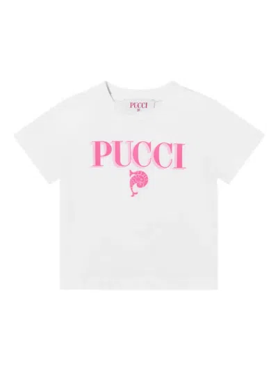 Pucci Junior Logo Graphic T-shirt In White