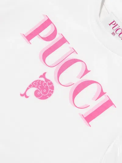 Pucci Junior Logo Graphic T-shirt In White
