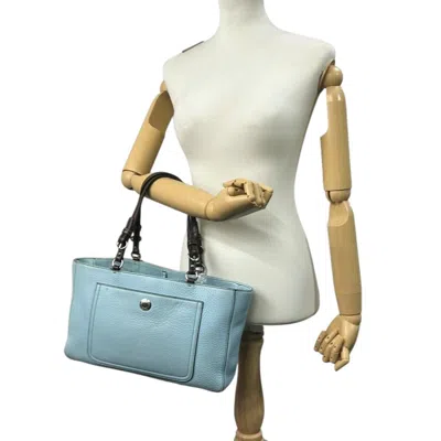 Pre-owned Coach Brown Light Blue Leather Tote Bag ()