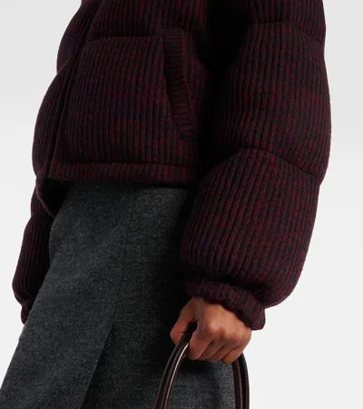 Prada Cropped Wool And Cashmere Down Jacket In Burgundy