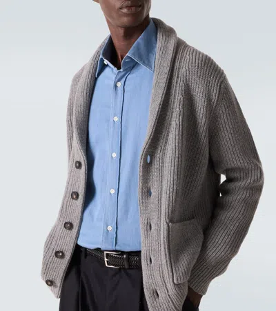 Thom Sweeney Wool And Cashmere Cardigan In Gray