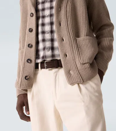 Thom Sweeney Wool And Cashmere Cardigan In Brown