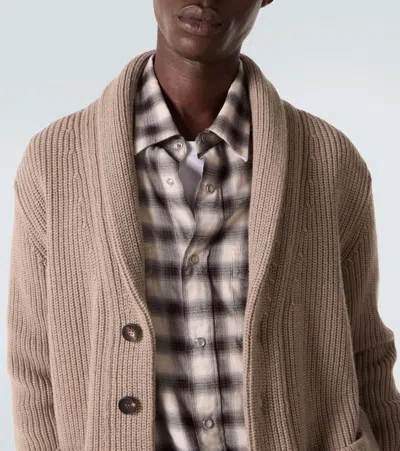 Thom Sweeney Wool And Cashmere Cardigan In Brown