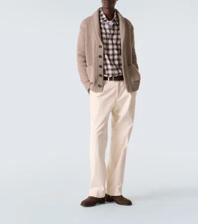 Thom Sweeney Wool And Cashmere Cardigan In Brown