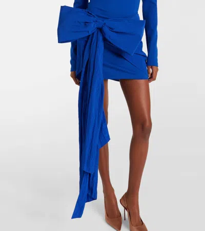 David Koma Bow-detail Jersey Minidress In Blue