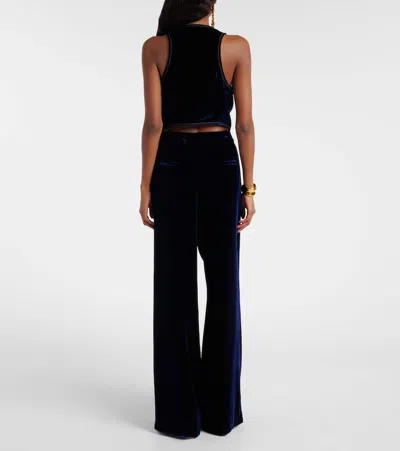 Etro Velvet Wide-leg Pants In Blue