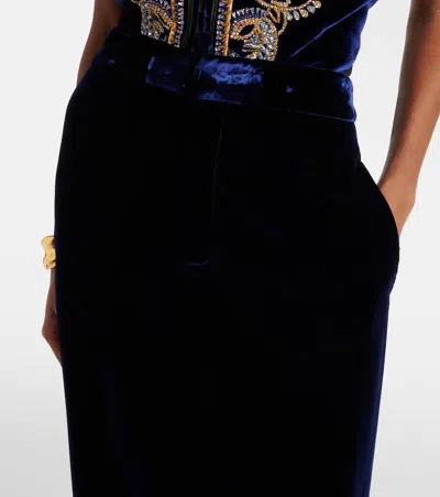 Etro Velvet Wide-leg Pants In Blue