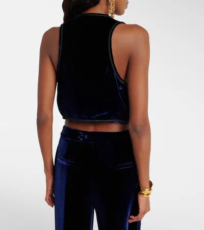 Etro Velvet Wide-leg Pants In Blue