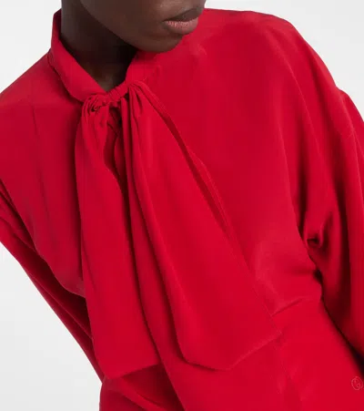 Gucci Bow-detail Silk Blouse In Red