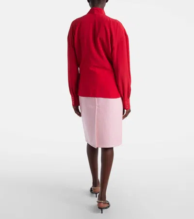 Gucci Bow-detail Silk Blouse In Red