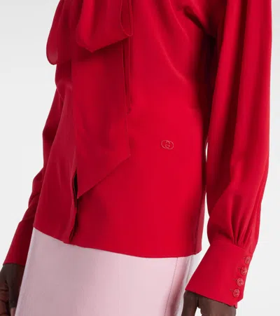 Gucci Bow-detail Silk Blouse In Red