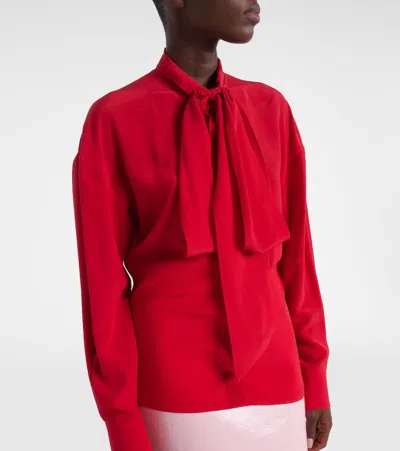 Gucci Bow-detail Silk Blouse In Red