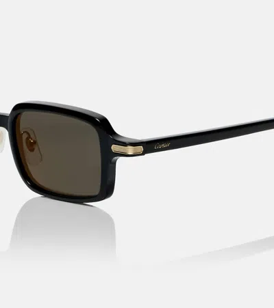 Cartier Signature C Rectangular Sunglasses In Black