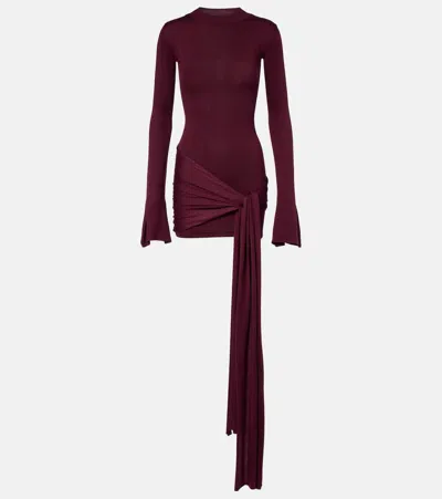 Aya Muse Draped Silk-blend Jersey Minidress In Burgundy