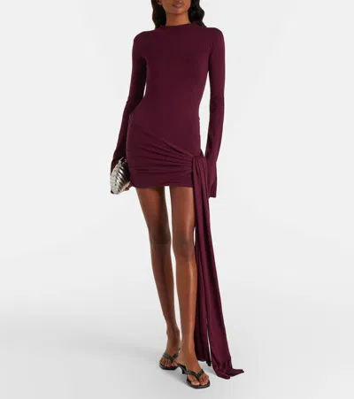 Aya Muse Draped Silk-blend Jersey Minidress In Burgundy