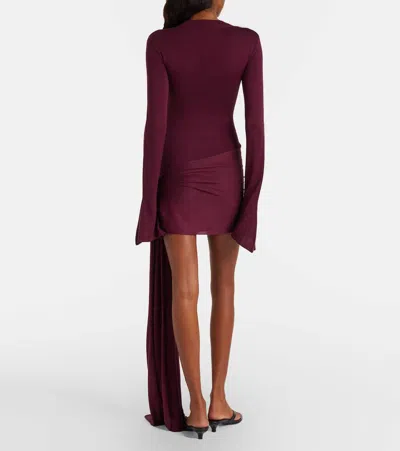 Aya Muse Draped Silk-blend Jersey Minidress In Burgundy