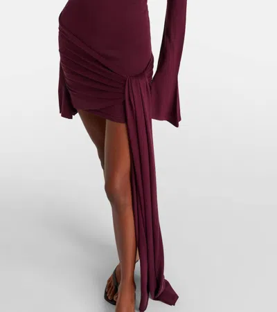 Aya Muse Draped Silk-blend Jersey Minidress In Burgundy