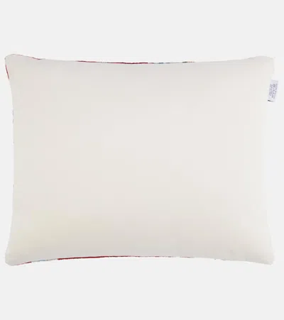 Les-ottomans Silk And Cotton Velvet Cushion In Red