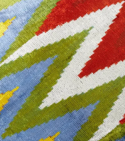 Les-ottomans Printed Silk And Cotton Velvet Cushion In Multi