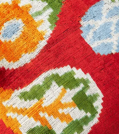 Les-ottomans Silk And Cotton Velvet Cushion In Red