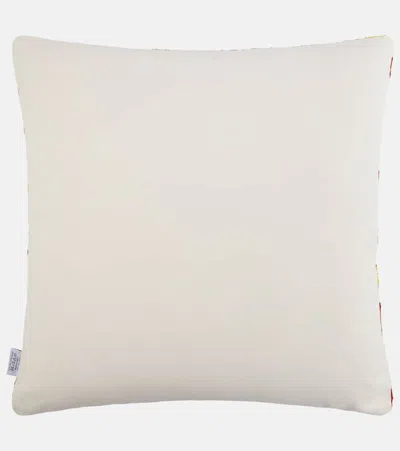 Les-ottomans Printed Silk And Cotton Velvet Cushion In Multi