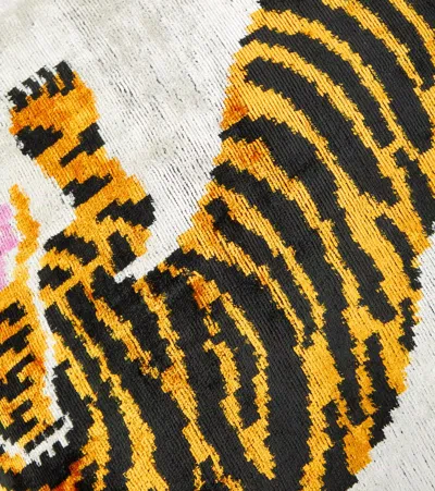 Les-ottomans Silk And Cotton Velvet Cushion In Brown