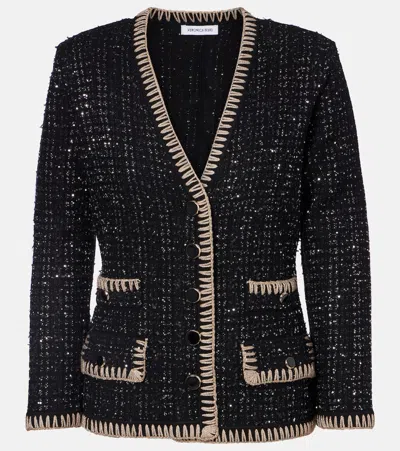 Veronica Beard Ceriani Sequin-embellished Tweed Jacket In Black